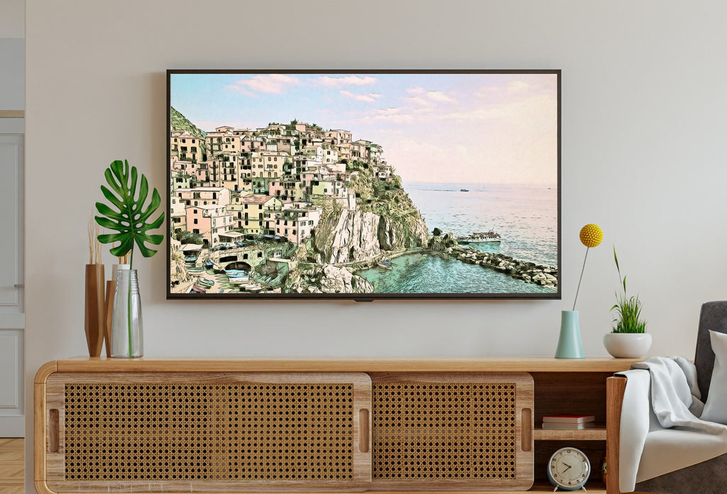 Manarola Italy Wall Art Landscape Frame TV Art. Italy Painting, City Landscape Frame TV Art. Digital Download, Colorful Art for Frame TV