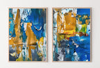 Bold Blue Abstract Painting Set of 2 Prints. Colorful Printable Wall Art, Abstract Digital Download. Modern 2 Piece Wall Art Prints