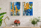 Bold Blue Abstract Painting Set of 2 Prints. Colorful Printable Wall Art, Abstract Digital Download. Modern 2 Piece Wall Art Prints