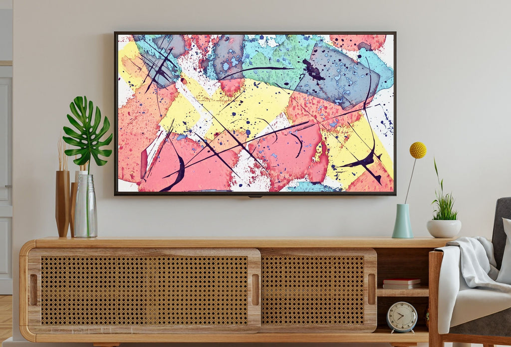 Pastel Pink and Blue Abstract Painting Frame TV Art. Digital Download, Digital Art for TV, Colorful Wall Art, Abstract Art for The Frame TV