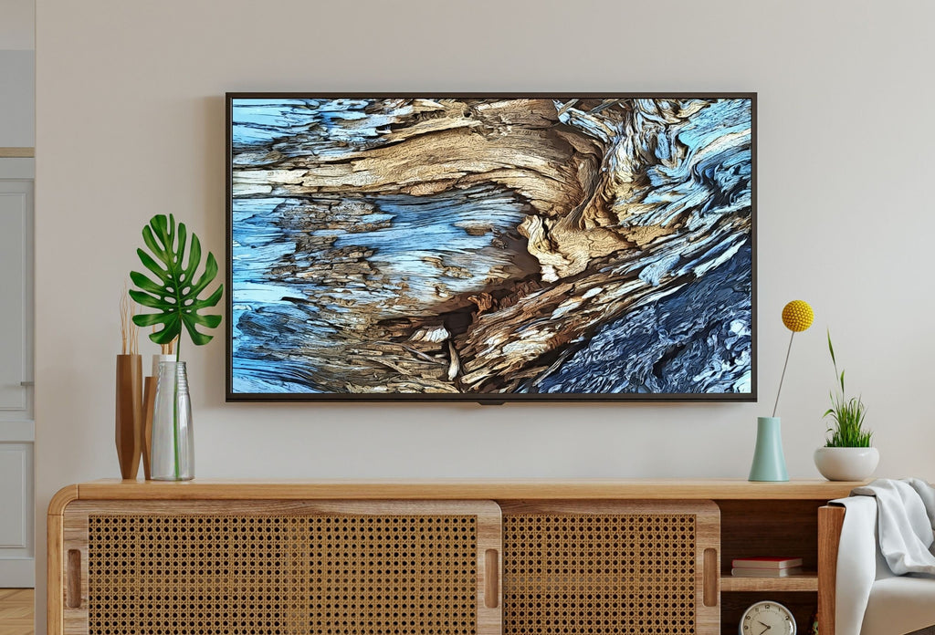 Blue Tree Bark Abstract Samsung Frame TV Art. Abstract Nature Art Samsung TV, Digital Download for Samsung Frame, Frame TV Art