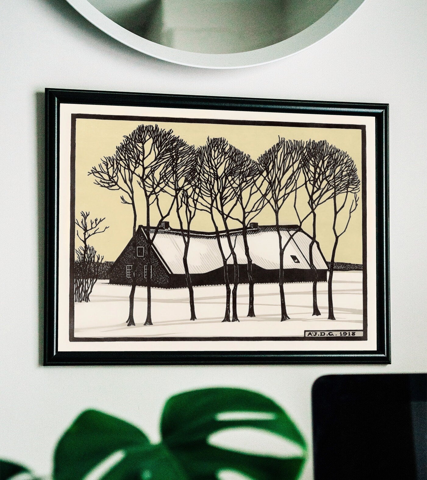 Second included artwork preview from Farm in the Snow Vintage Art Nouveau Print Wall Art. Instant Download Retro Print, Julie De Graag Printable Wall Art. Art Nouveau Poster featuring various scenes.