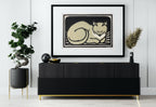 A Sleeping Cat Vintage Art Nouveau Print Wall Art. Instant Download Cat Poster Retro Julie De Graag Printable Wall Art. Art Nouveau Poster