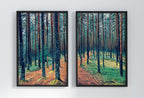 Estonian Forest Trees Set of 2 Prints. Nature Landscape Printable Wall Art Painting. Forest 2 Piece Wall Art Print. Forest Wall Art Print