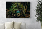 Waterfall Painting Printable Wall Art. Instant Download Print of a Waterfall Pouring Down Into a Pond in the Woods. Nature Print Home Decor