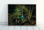 Waterfall Painting Printable Wall Art. Instant Download Print of a Waterfall Pouring Down Into a Pond in the Woods. Nature Print Home Decor