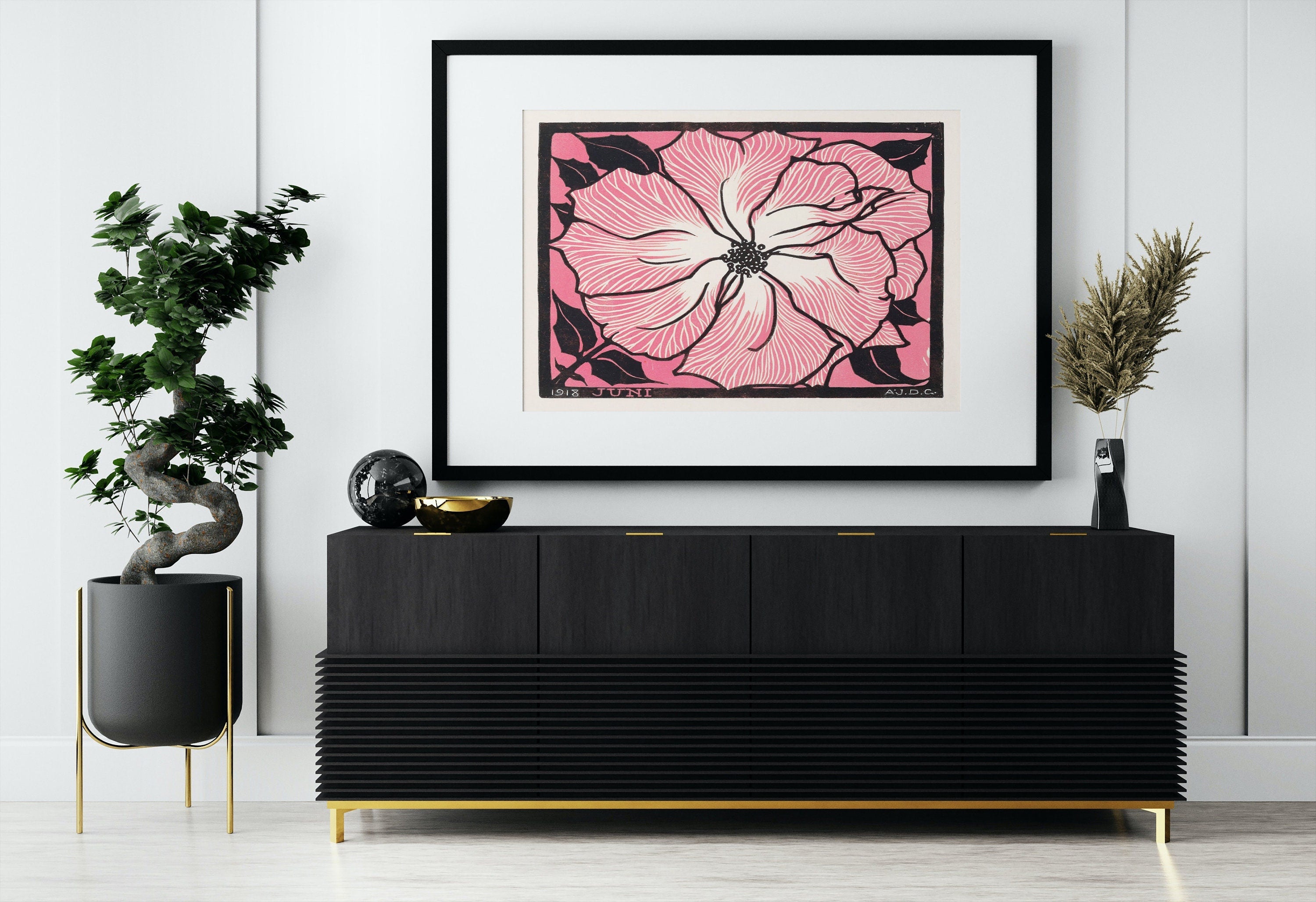 Pink Rose Painting Vintage Art Nouveau Print Wall Art. Instant Download Retro Flower Print Julie De Graag Printable Wall Art. Pink Art Print