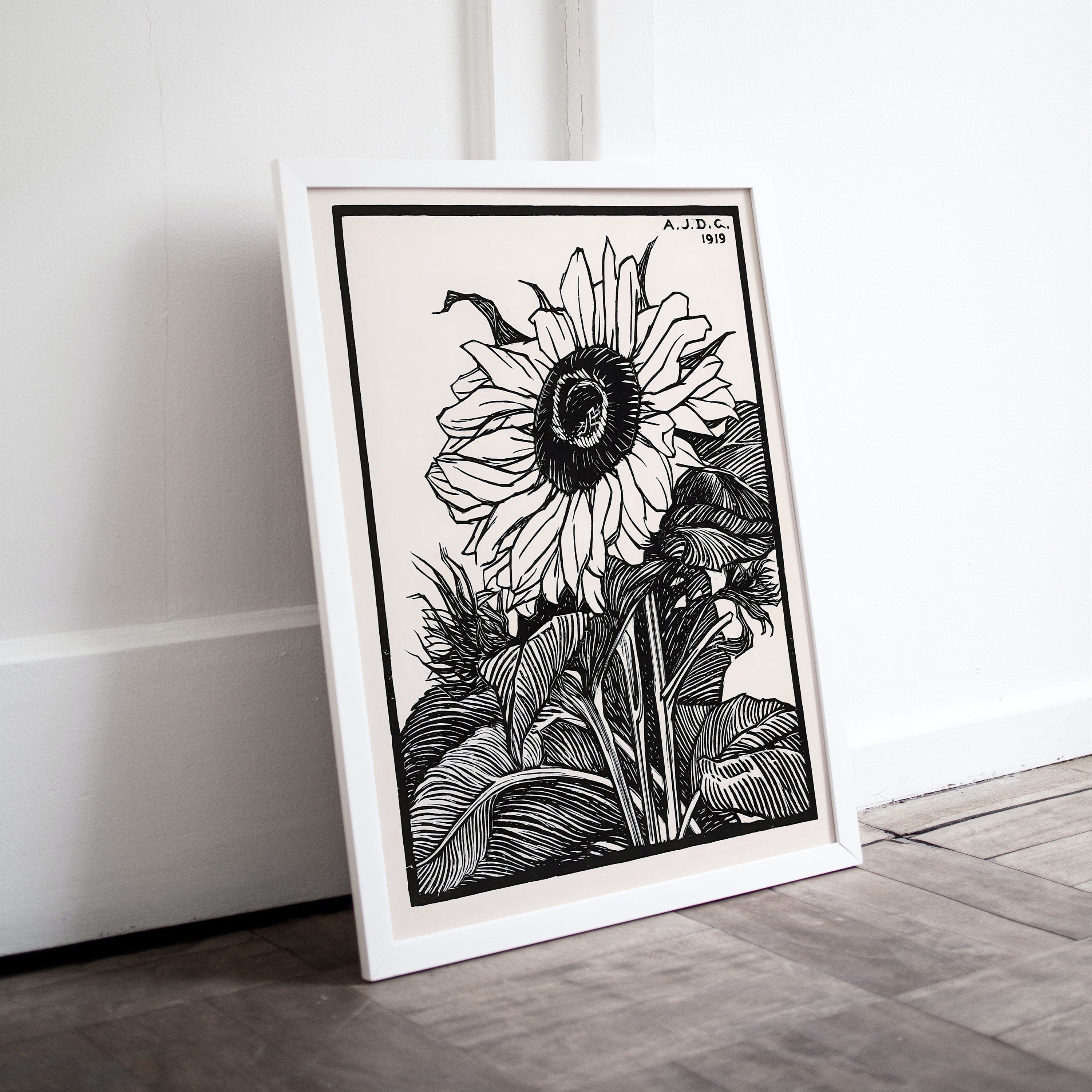 Vintage Sunflower Print Printable Wall Art. Art Nouveau Floral Print. Instant Download Poster Black and White Wall Art. Art Nouveau Poster – Printable Wall Art Digital Download – Digital Download