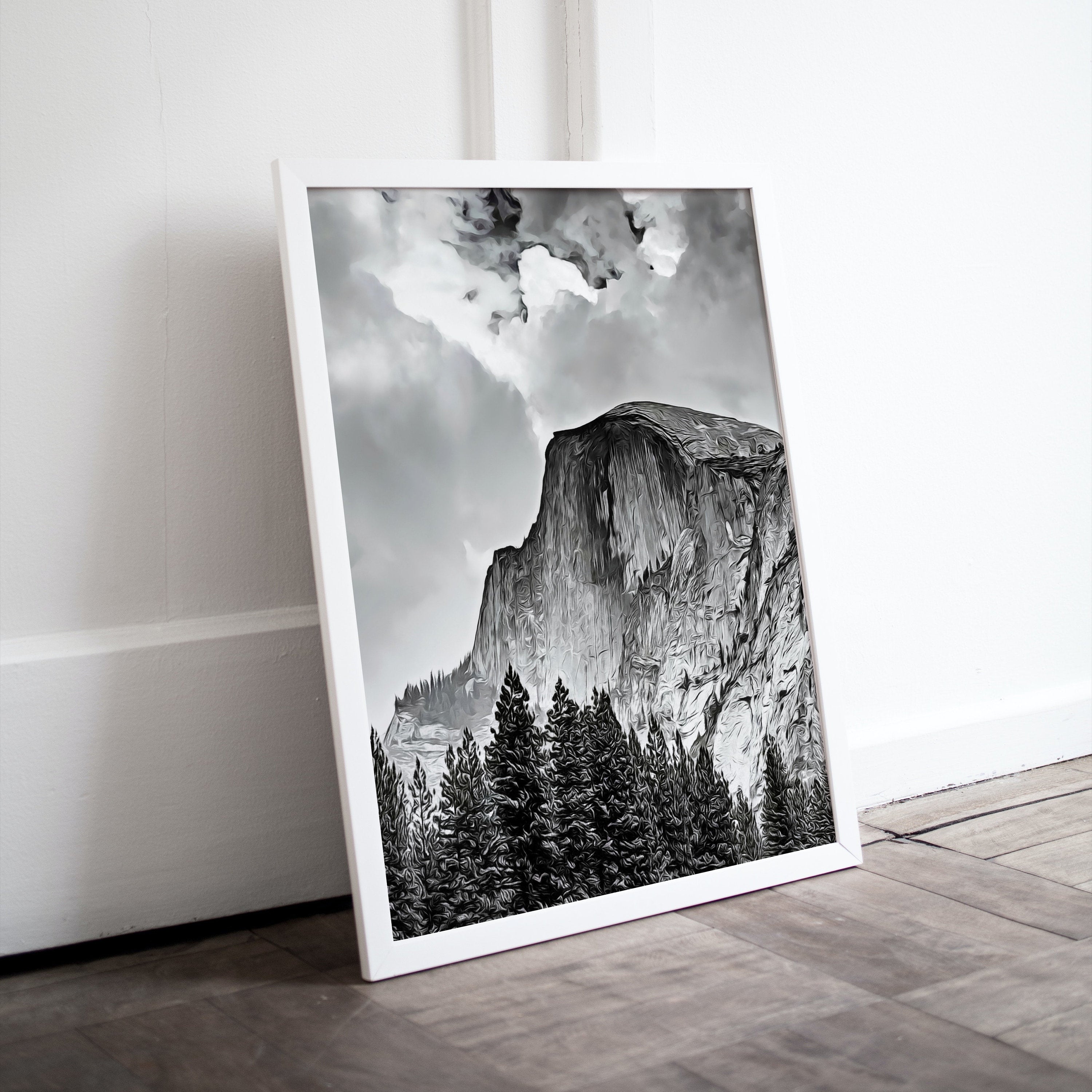 Yosemite Wall Art Poster. Instant Download Yosemite Vertical Poster National Park Art, Black and White Wall Decor Printable Wall Art
