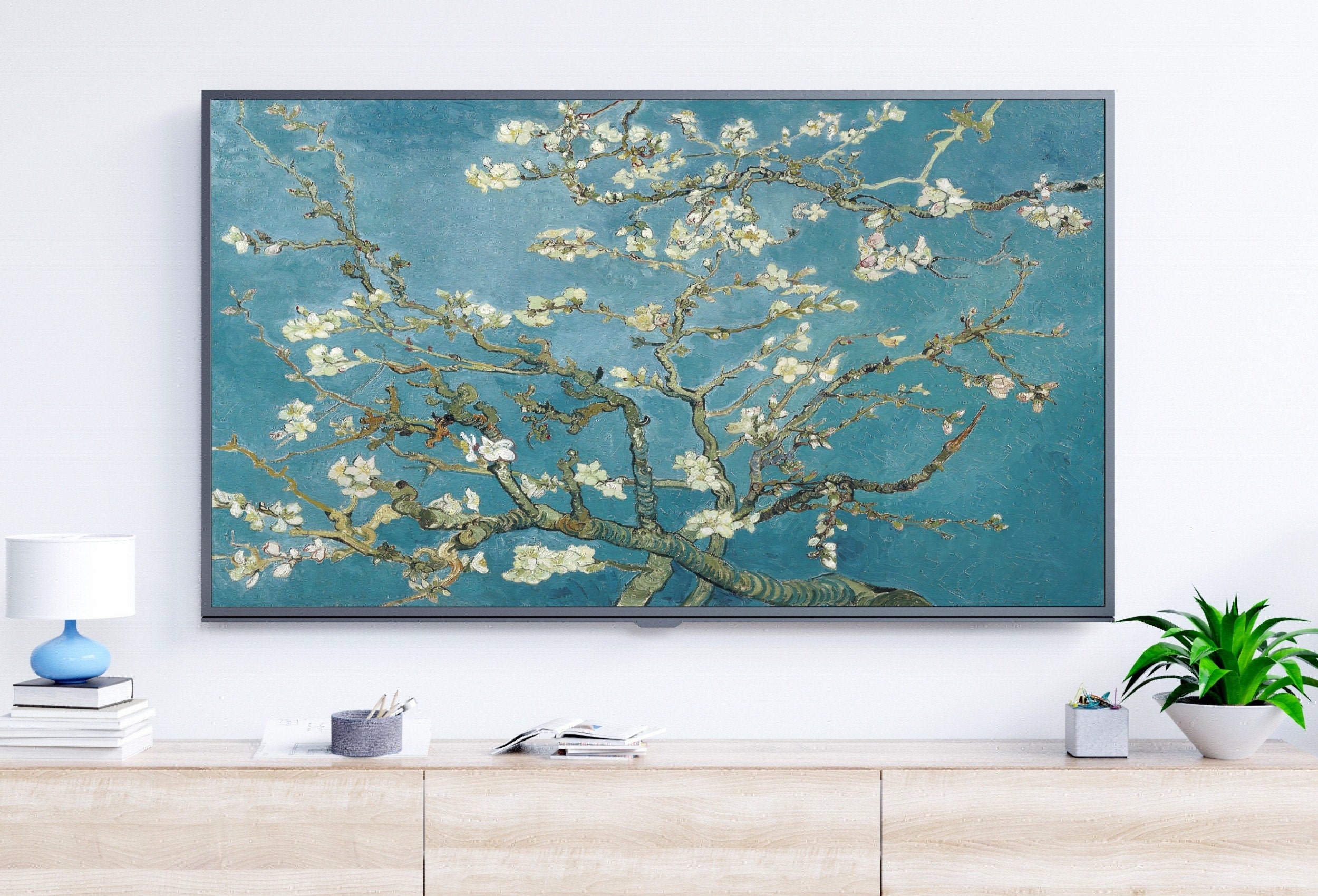 Samsung Frame TV Art 4K Almond Blossom Famous Painting by Vincent van Gogh. Instant Download van Gogh Art for Frame TV. Botanical Wall Art