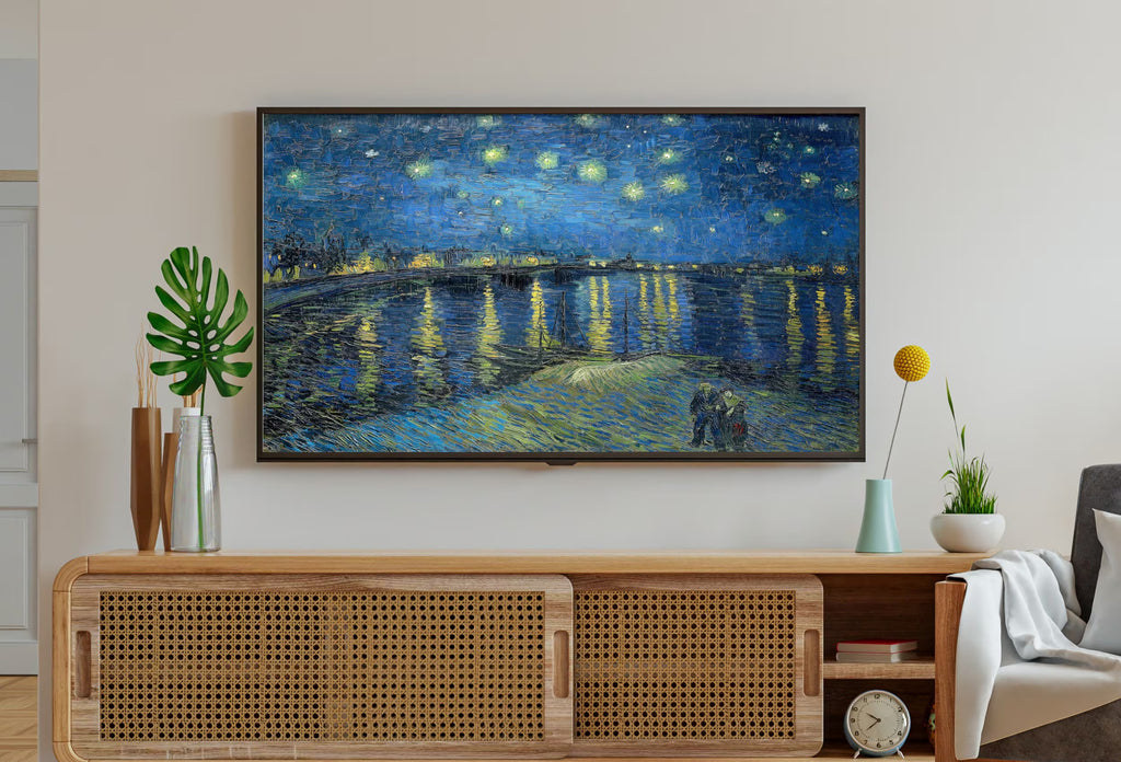 Art Frame TV 4K, Sterrennacht boven de Rhône, beroemd schilderij van Vincent van Gogh. Directe download van Van Gogh kunst voor Frame TV.