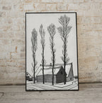 Winter Scene Vintage Art Nouveau Print. Instant Download Black and White Print. Julie De Graag Poster Printable Wall Art. Art Nouveau Poster