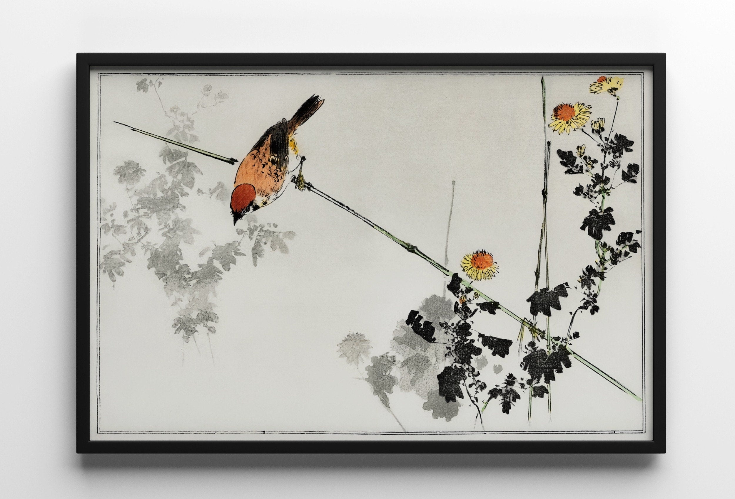 Swallow Bird illustration Vintage Japanese Painting. Japanese Wall Art Printable Poster. 19th Century Japanese Vintage Wall Art, Bird Art