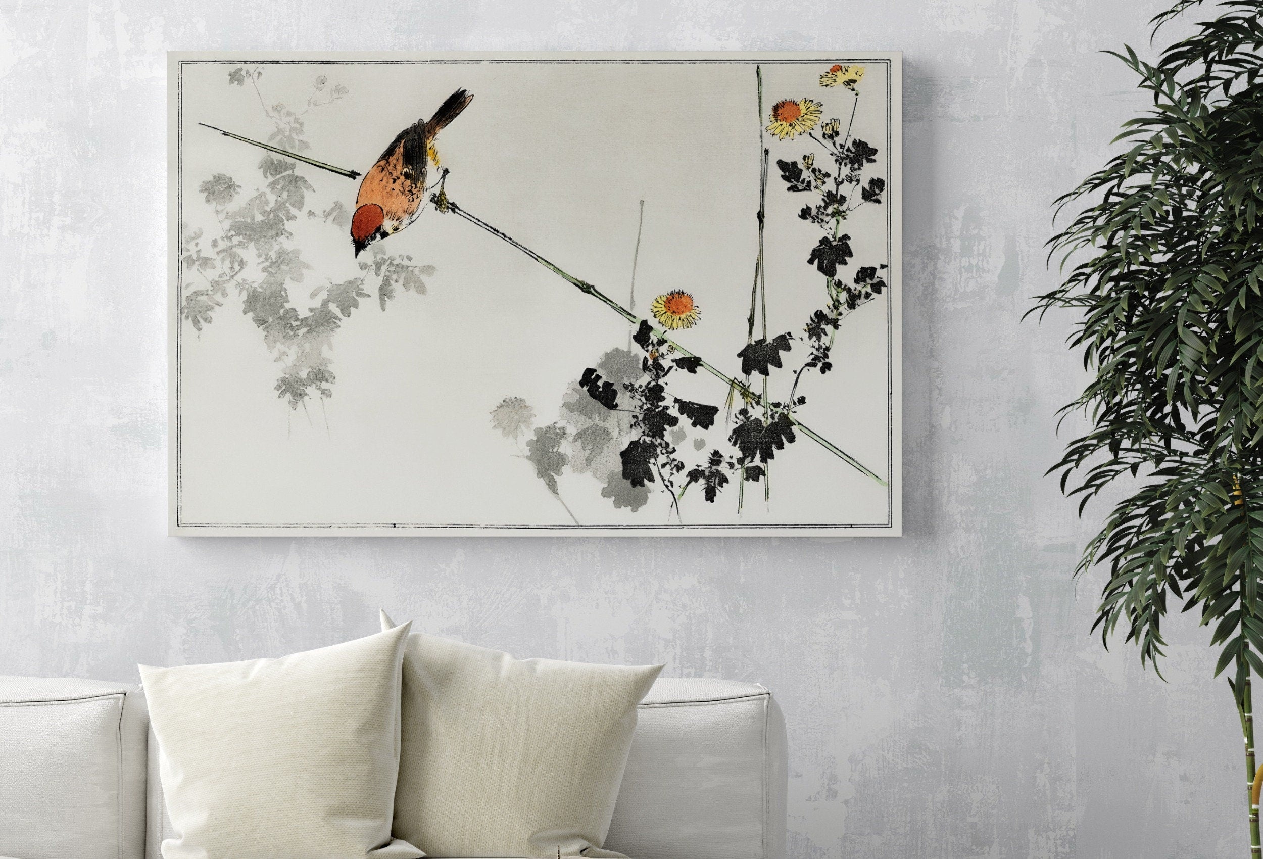 Swallow Bird illustration Vintage Japanese Painting. Japanese Wall Art Printable Poster. 19th Century Japanese Vintage Wall Art, Bird Art
