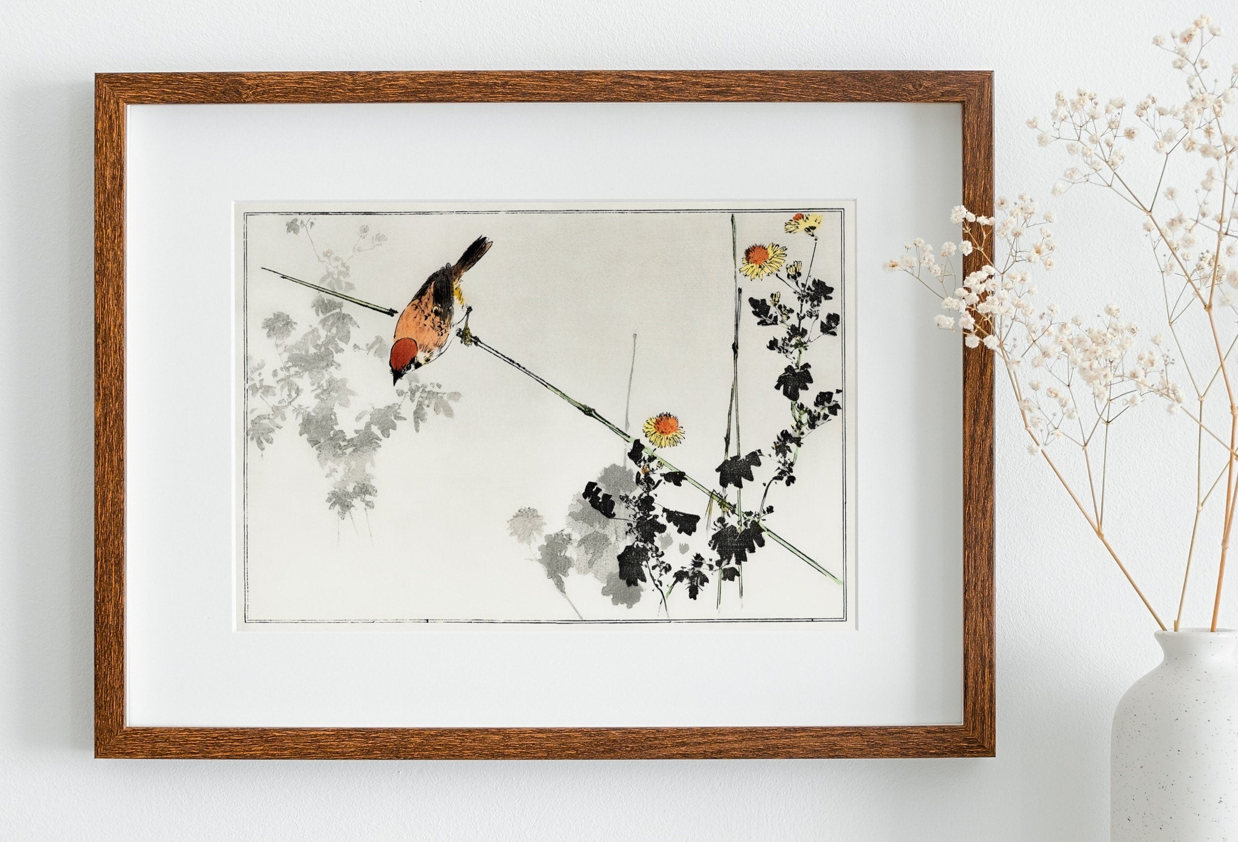 Swallow Bird illustration Vintage Japanese Painting. Japanese Wall Art Printable Poster. 19th Century Japanese Vintage Wall Art, Bird Art