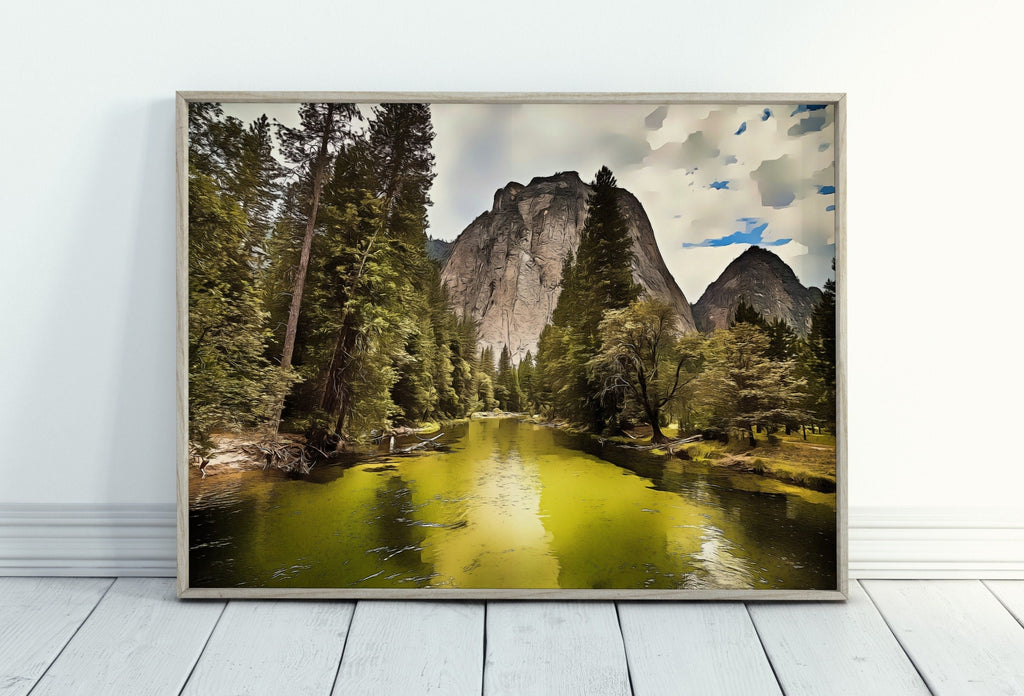 Yosemite Wall Art National Park Poster. Instant Download Yosemite Poster National Park Art, Mountain Landscape Wall Decor Printable Wall Art