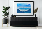 Abstract Mountain Landscape Wall Art Print. Blue Watercolor Nature Art Print. Instant Download Printable Wall Art. Mountain Digital Painting