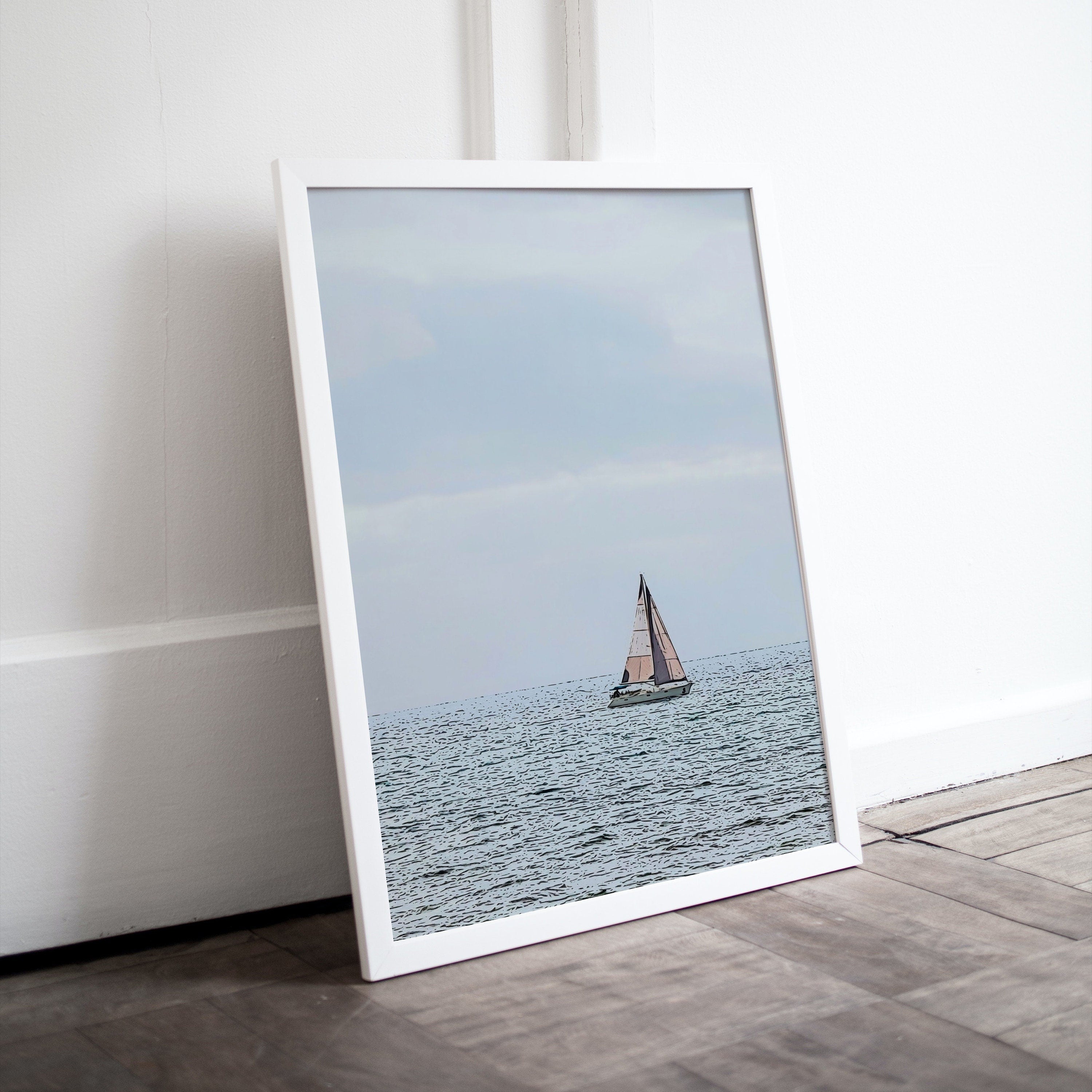 Nautical Wall Art Sailboat Painting. Instant Download Sailboat Print. Digital Painting of Boats. Boat Artwork. Printable Sailing Artwork