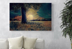 Big Moon and Tree Landscape Painting, Polygons Printable Wall Art, for Home or Office Decor, Nature Print Digital Art Instant Download