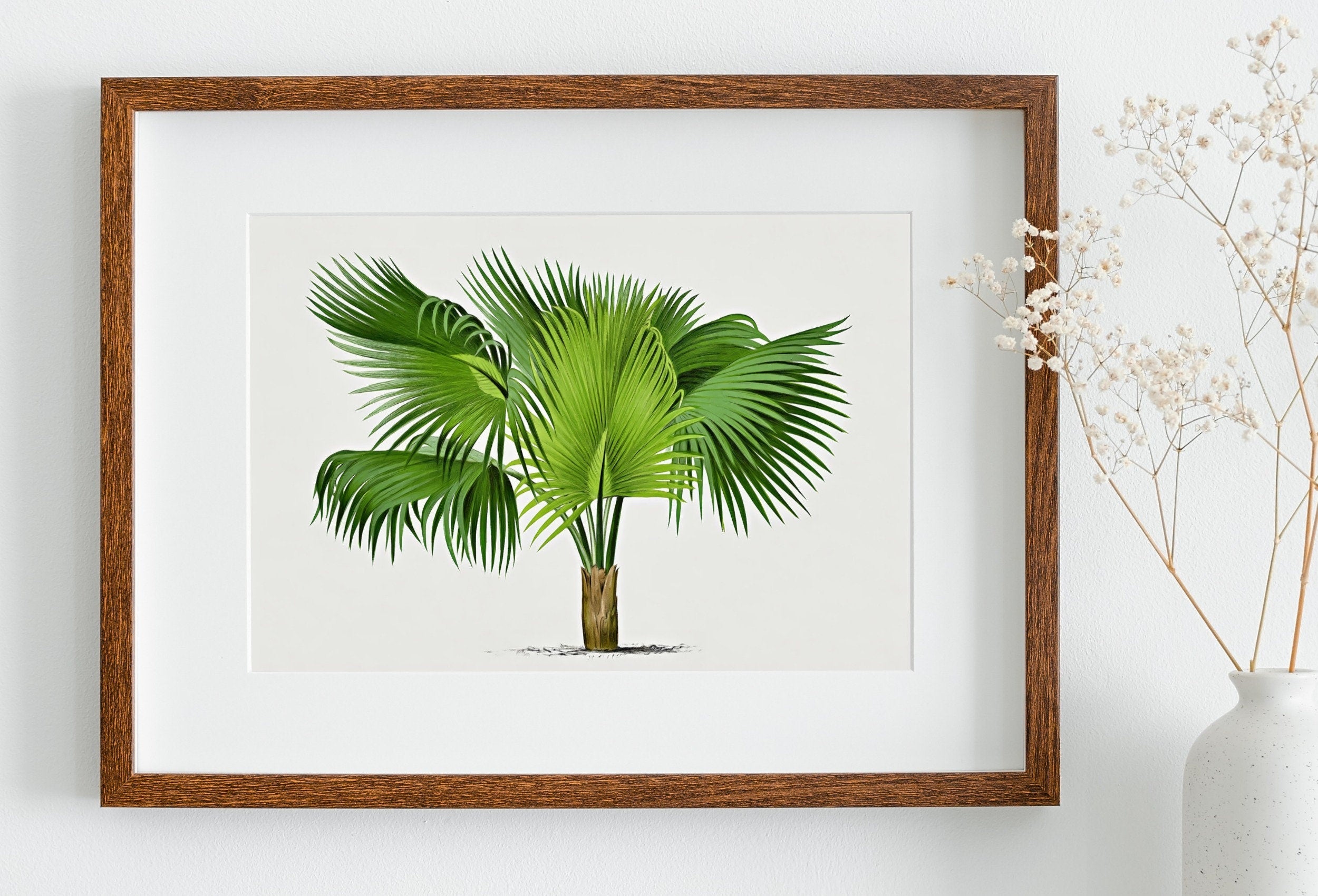 Vintage Palm Tree Print Tropical Wall Art. Palm Leaves Tree Decor, Retro Nature Poster Instant Download Botanical Print, Palm Trees Art #34