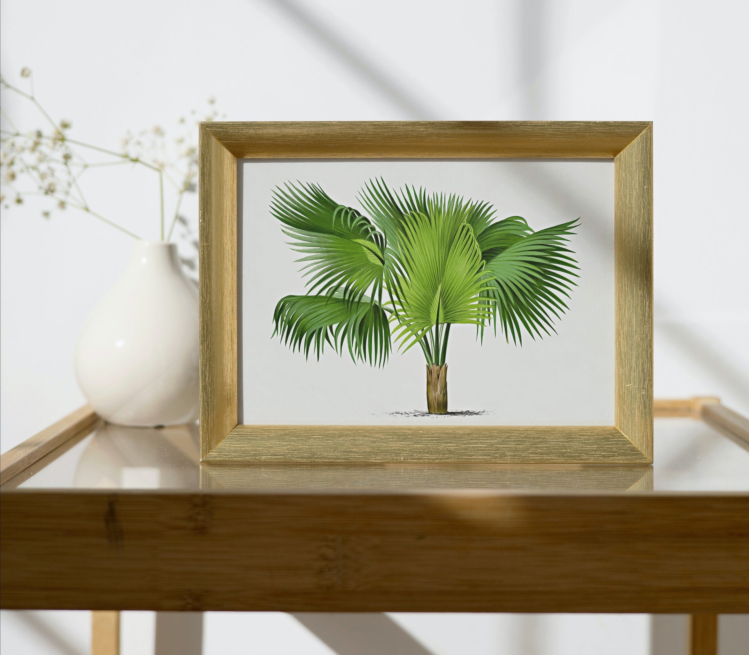 Vintage Palm Tree Print Tropical Wall Art. Palm Leaves Tree Decor, Retro Nature Poster Instant Download Botanical Print, Palm Trees Art #34