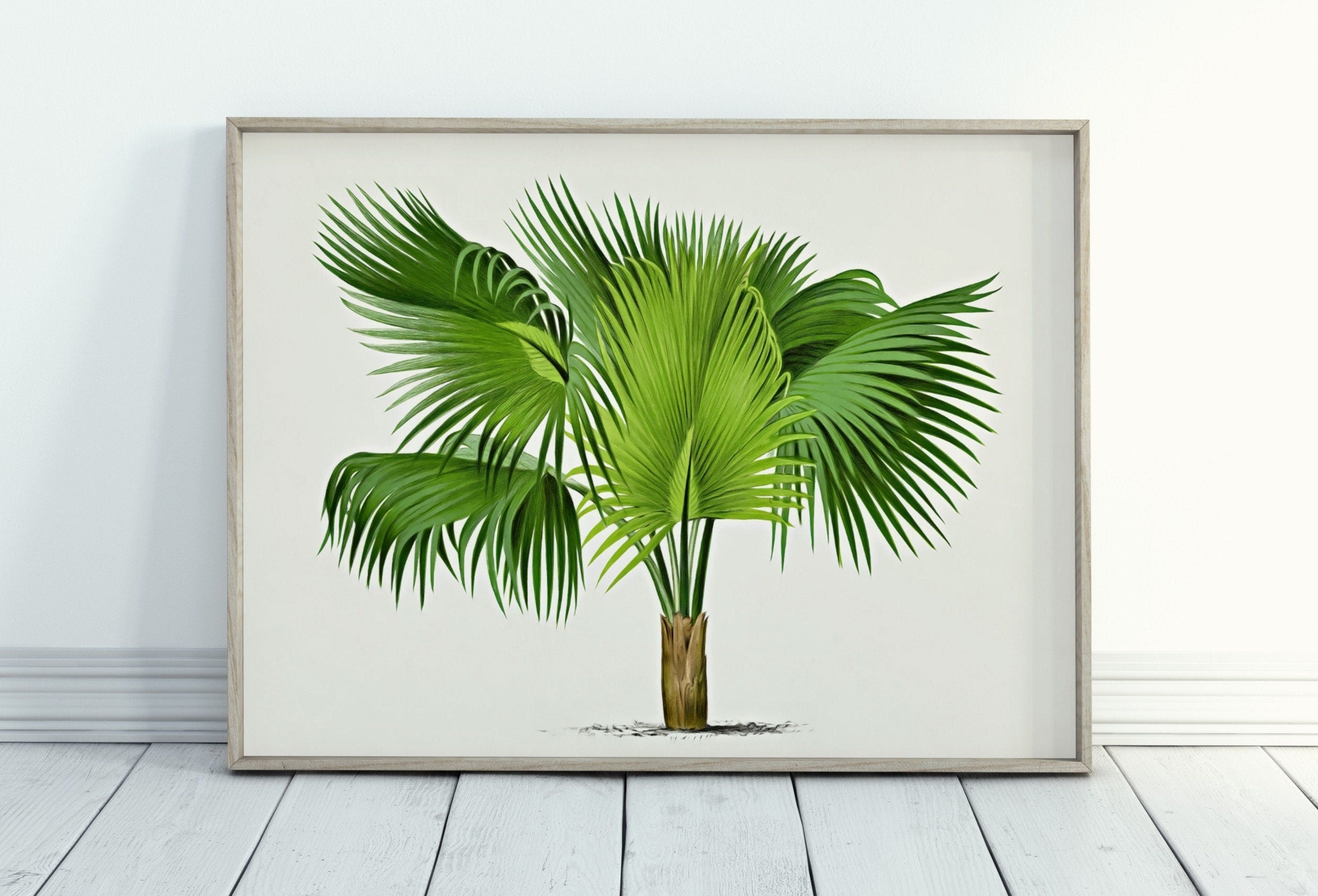 Vintage Palm Tree Print Tropical Wall Art. Palm Leaves Tree Decor, Retro Nature Poster Instant Download Botanical Print, Palm Trees Art #34