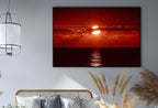 Red Sunset Wall Art Print. Instant Download Boho Abstract Sunset Poster. Digital Sunset Painting Abstract Wall Art. Coastal Landscape Art