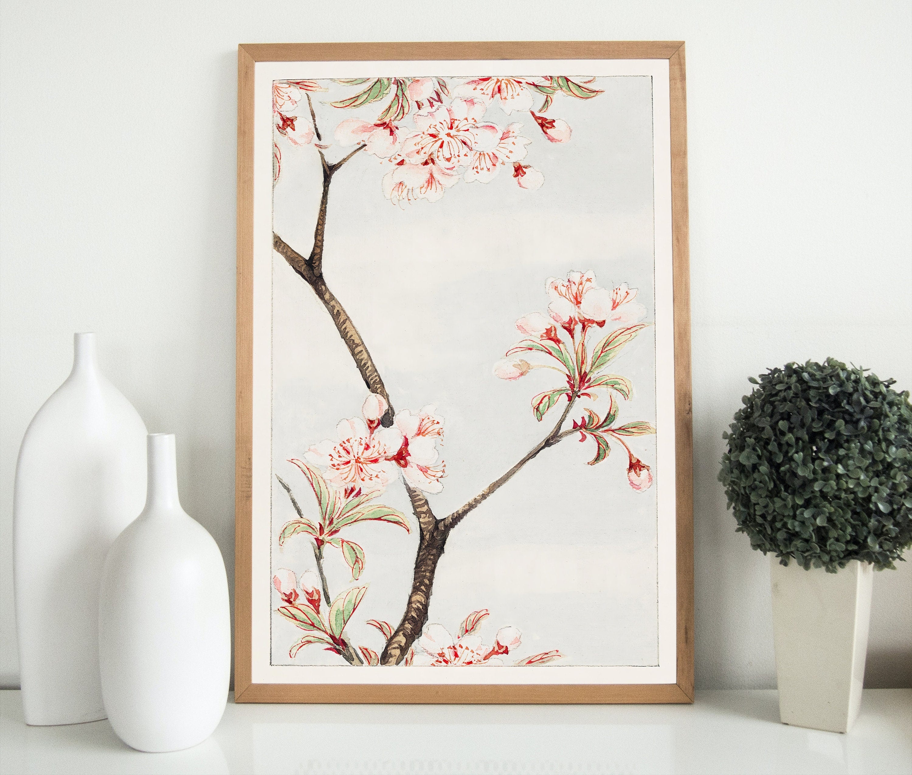Vintage Japanese Flower Art Sakura Cherry Painting Printable Wall Art. Cherry Blossom Decor Antique Japanese Art. Botanical Print Wall Art – Printable Wall Art Digital Download – Digital Download