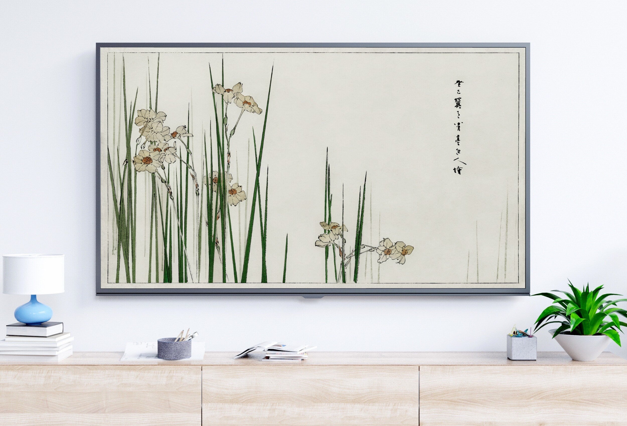 Jonquil Illustration Vintage Japanese Frame TV Art. Vintage Japanese Painting, Digital Download for Samsung Frame, Frame TV Art