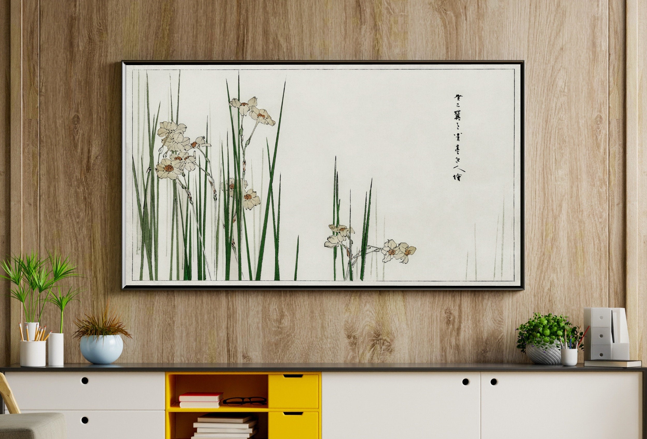 Jonquil Illustration Vintage Japanese Frame TV Art. Vintage Japanese Painting, Digital Download for Samsung Frame, Frame TV Art