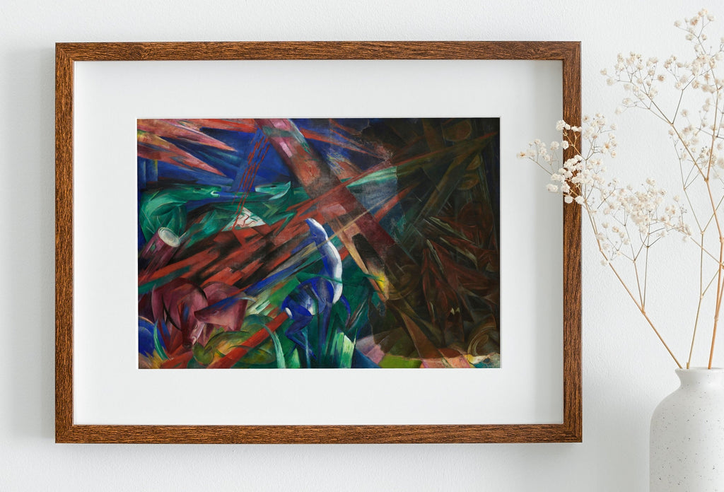 Forest Animals Vintage Painting. Surreal Abstract Geometric Art Print. Instant Download Antique Oil Painting. Colorful Printable Wall Art
