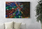 Forest Animals Vintage Painting. Surreal Abstract Geometric Art Print. Instant Download Antique Oil Painting. Colorful Printable Wall Art
