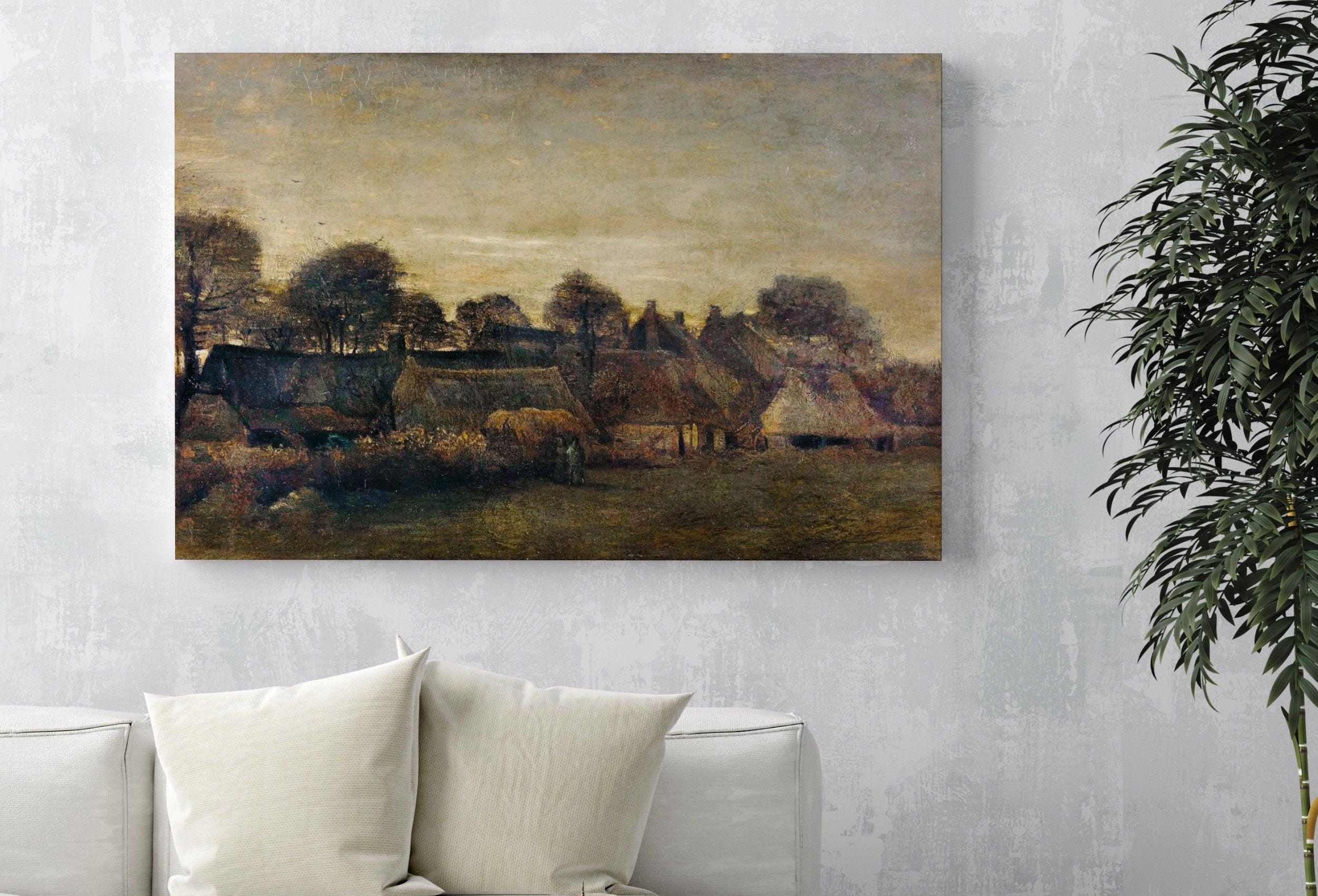 Vintage Farmhouse Wall Decor Landscape Painting. Vincent van Gogh Farming Village at Twilight Famous Printable Art Print. Country Art Print – Printable Wall Art Digital Download – Digital Download