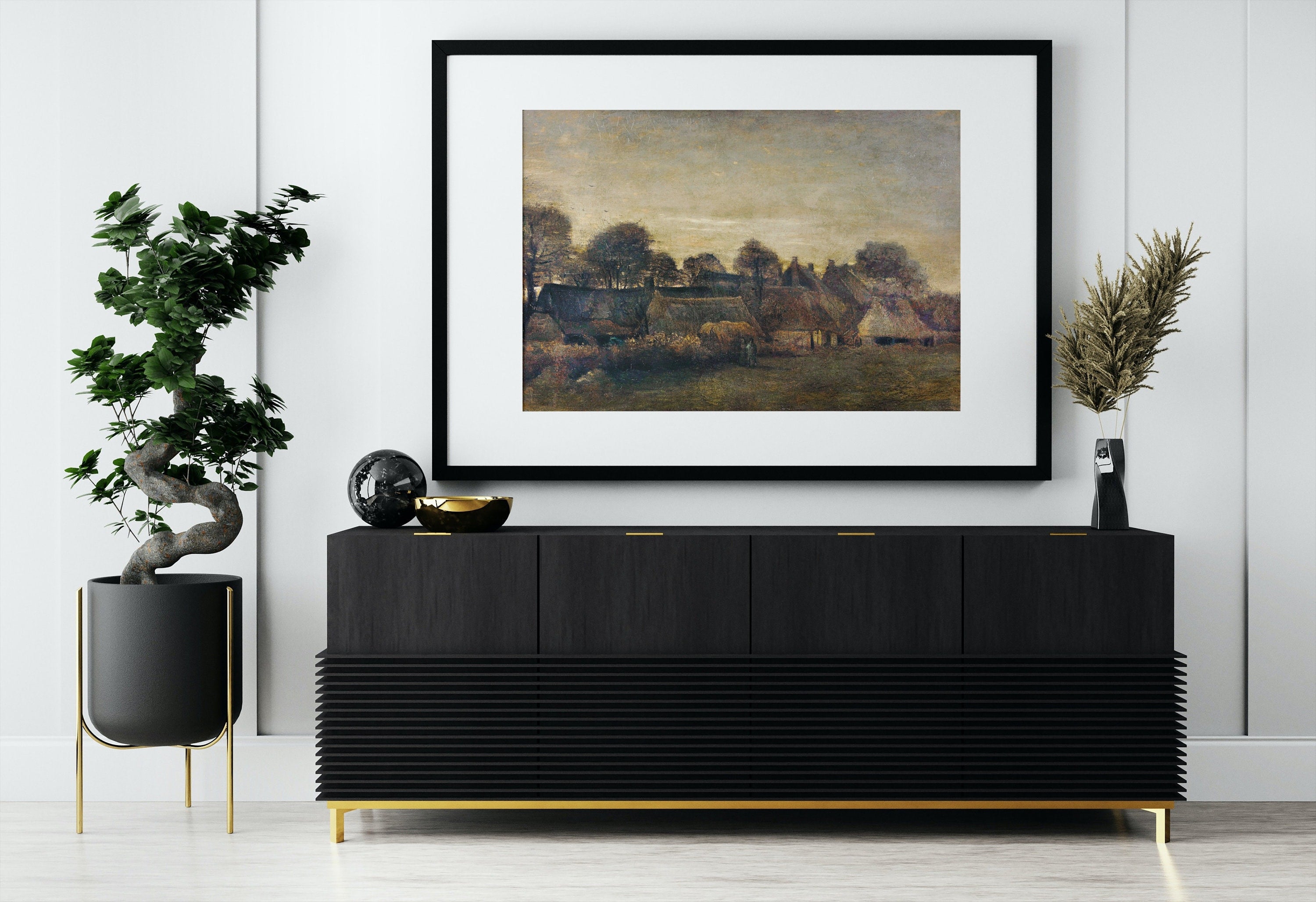 Vintage Farmhouse Wall Decor Landscape Painting. Vincent van Gogh Farming Village at Twilight Famous Printable Art Print. Country Art Print – Printable Wall Art Digital Download – Digital Download