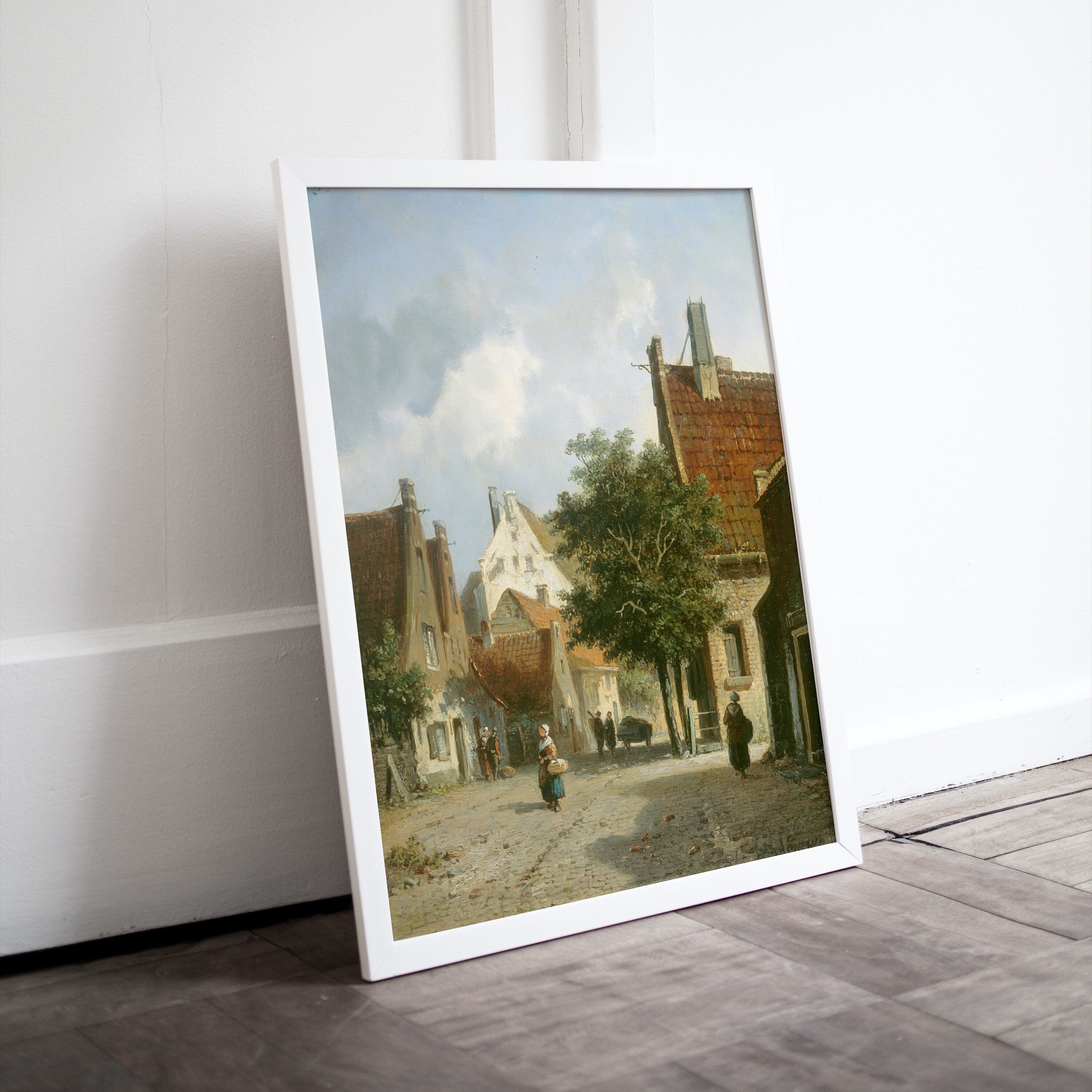 Vintage Country Painting, Rustic European Village Print. Antique Oil Painting Street Scene Village Road Print. Vintage Landscape Wall Art – Printable Wall Art Digital Download – Digital Download
