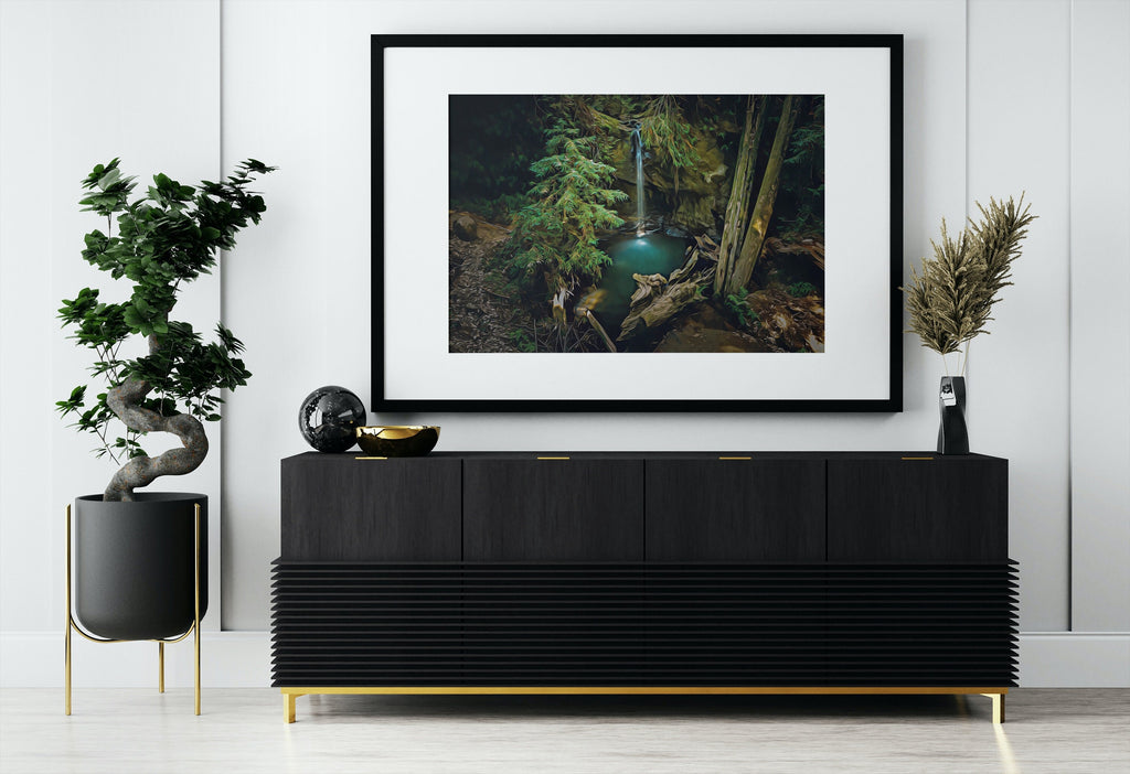 Waterfall Painting Printable Wall Art. Instant Download Print of a Waterfall Pouring Down Into a Pond in the Woods. Nature Print Home Decor