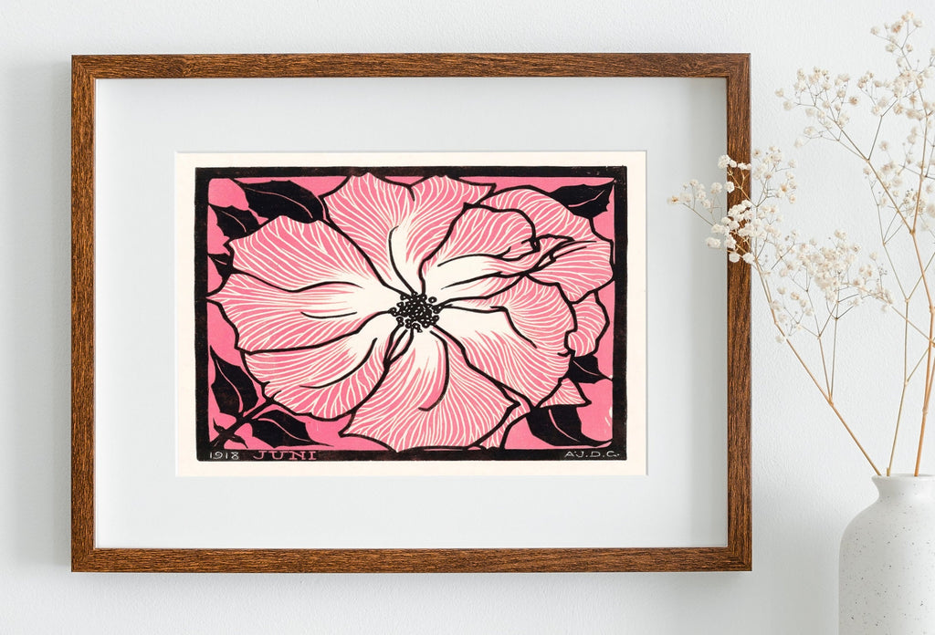 Pink Rose Painting Vintage Art Nouveau Print Wall Art. Instant Download Retro Flower Print Julie De Graag Printable Wall Art. Pink Art Print
