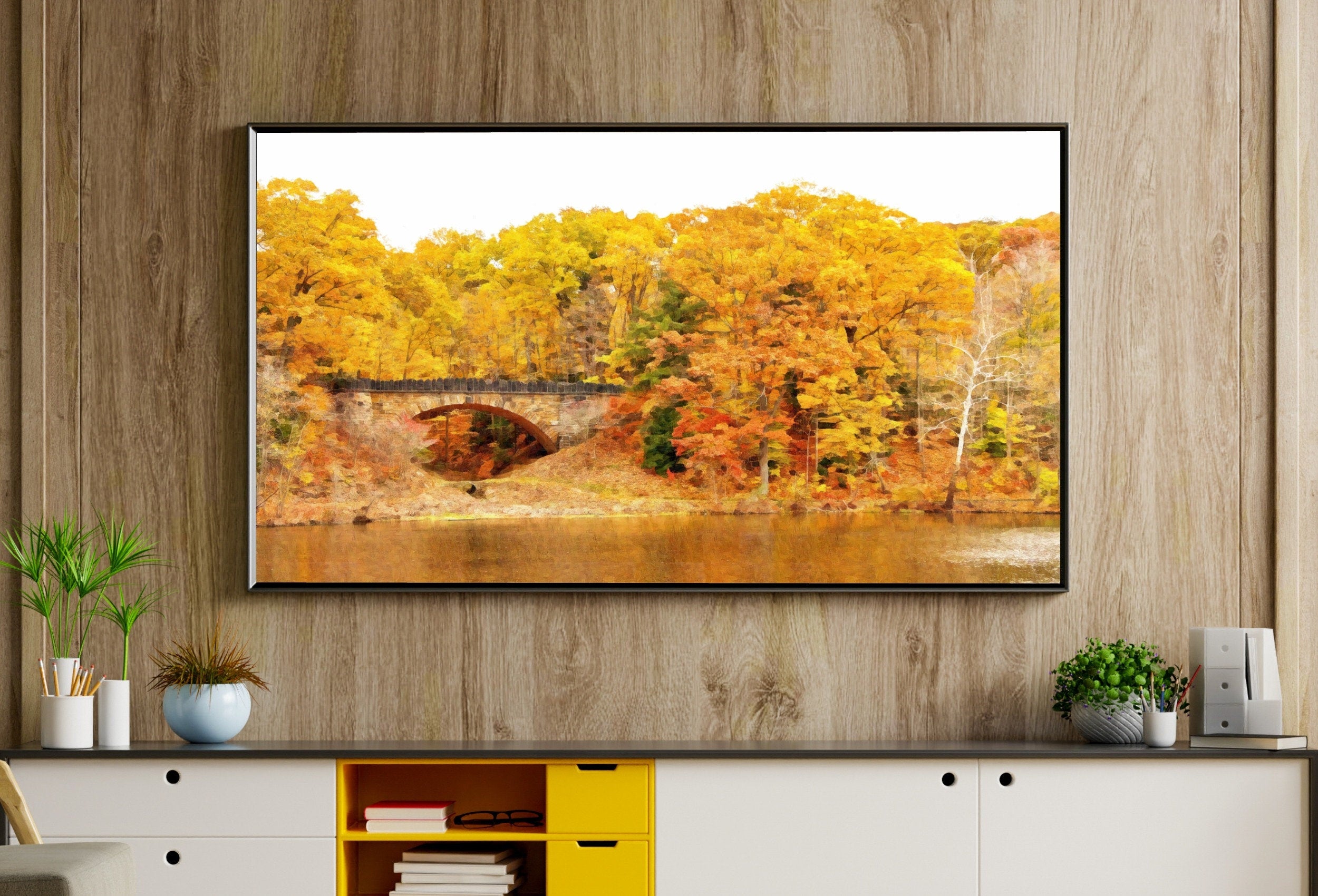 Samsung Frame TV Art 4K River Landscape in the Fall Digital Art. Instant Download Nature Photography Art for the Frame TV