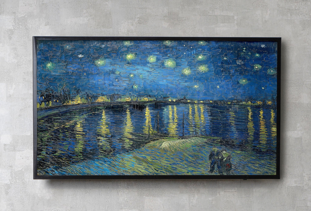 Art Frame TV 4K, Sterrennacht boven de Rhône, beroemd schilderij van Vincent van Gogh. Directe download van Van Gogh kunst voor Frame TV.