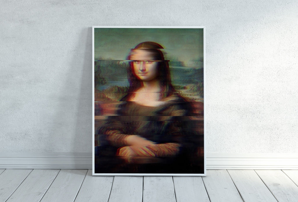 Glitch Art Altered Classic Painting Set of 2 Prints. Girl w Pearl Earring & Mona Lisa. Printable Altered Vintage Famous Classic Art Prints.