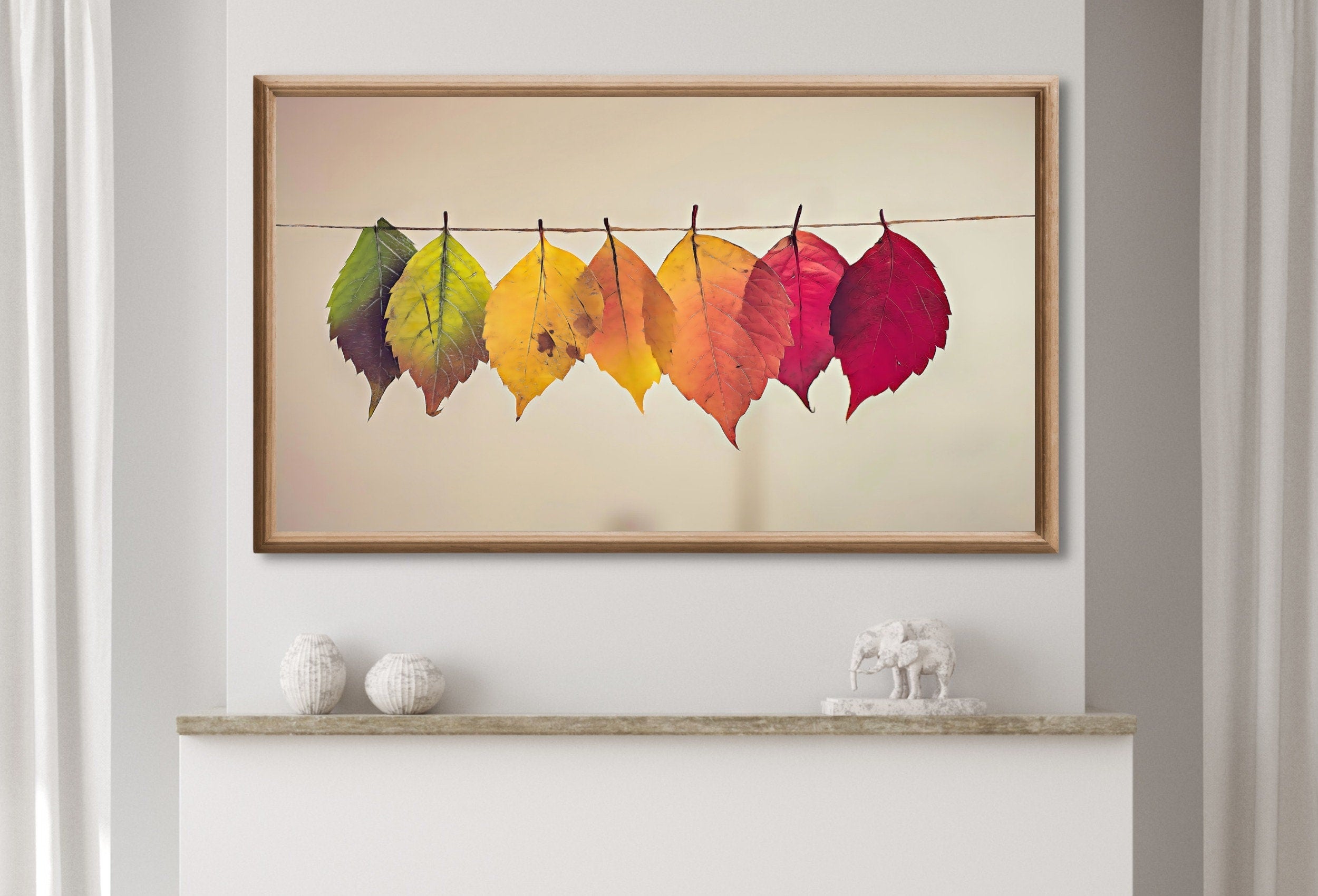 Samsung Frame TV Art 4K Hanging Autumn Leaves Digital Painting. Instant Download Fall Art for the Samsung Frame TV. Nature Art for TV