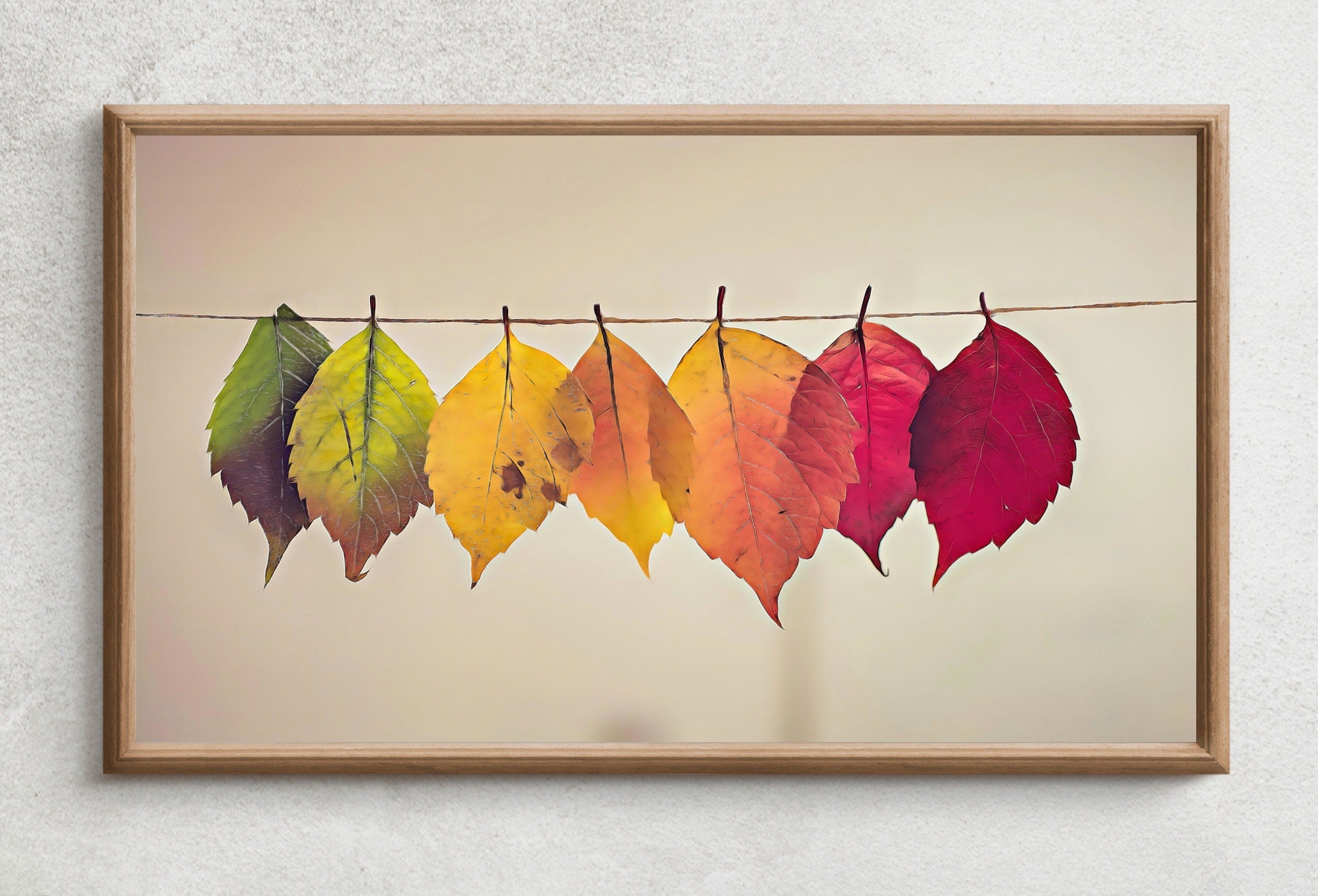 Samsung Frame TV Art 4K Hanging Autumn Leaves Digital Painting. Instant Download Fall Art for the Samsung Frame TV. Nature Art for TV