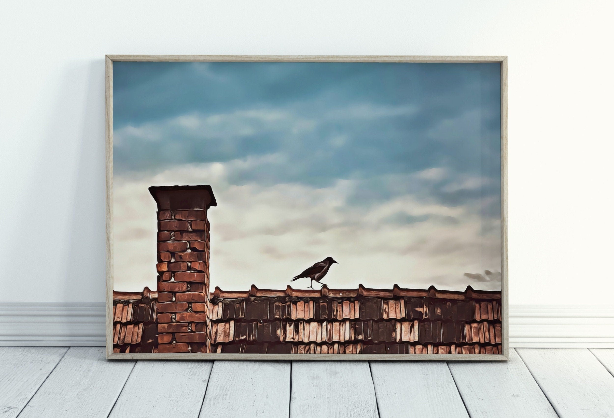 Printable Crow Painting. Crow Wall Art Instant Download Raven Decor. Bird Print Animal Painting. Digital Raven Print Downloadable Art