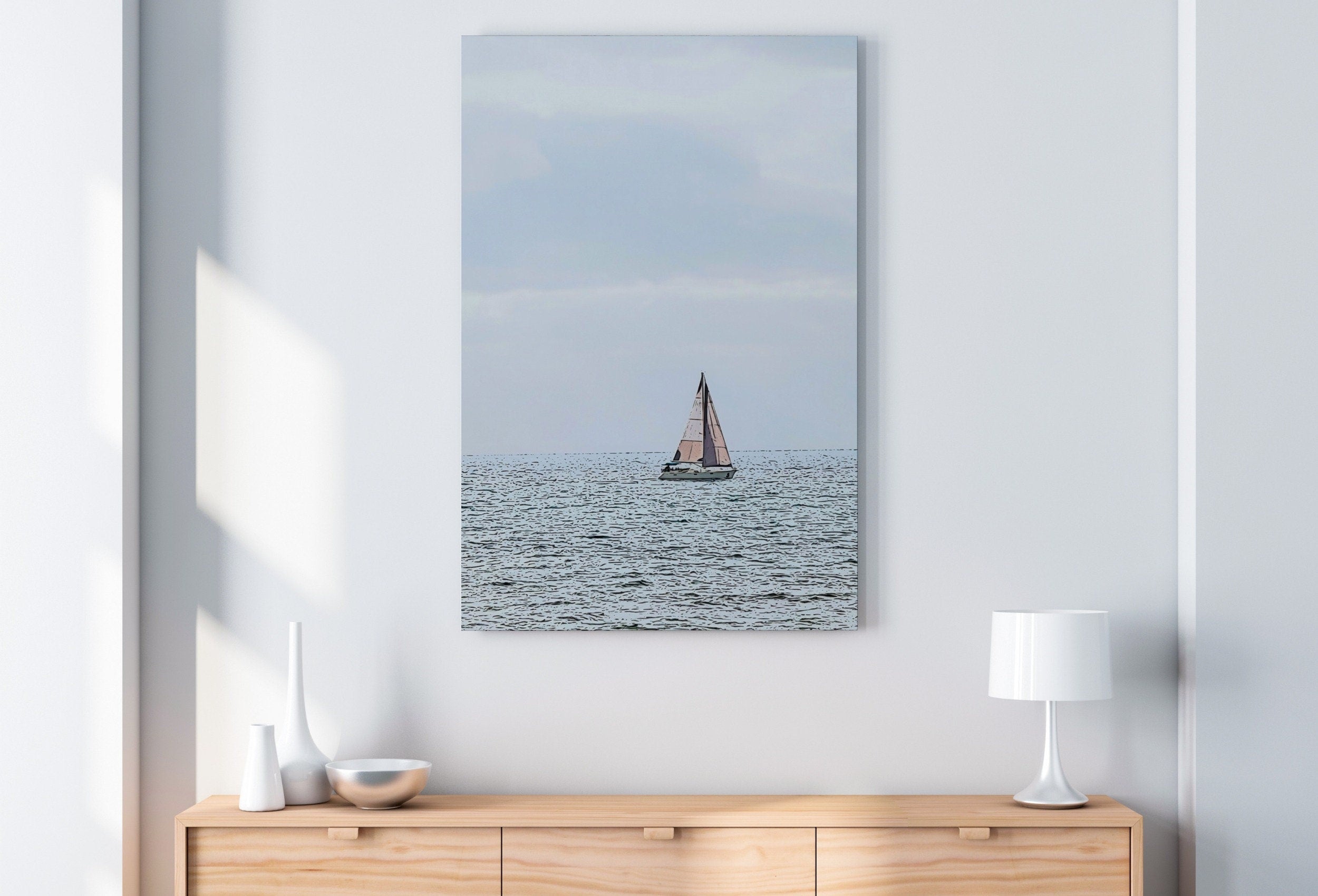 Nautical Wall Art Sailboat Painting. Instant Download Sailboat Print. Digital Painting of Boats. Boat Artwork. Printable Sailing Artwork