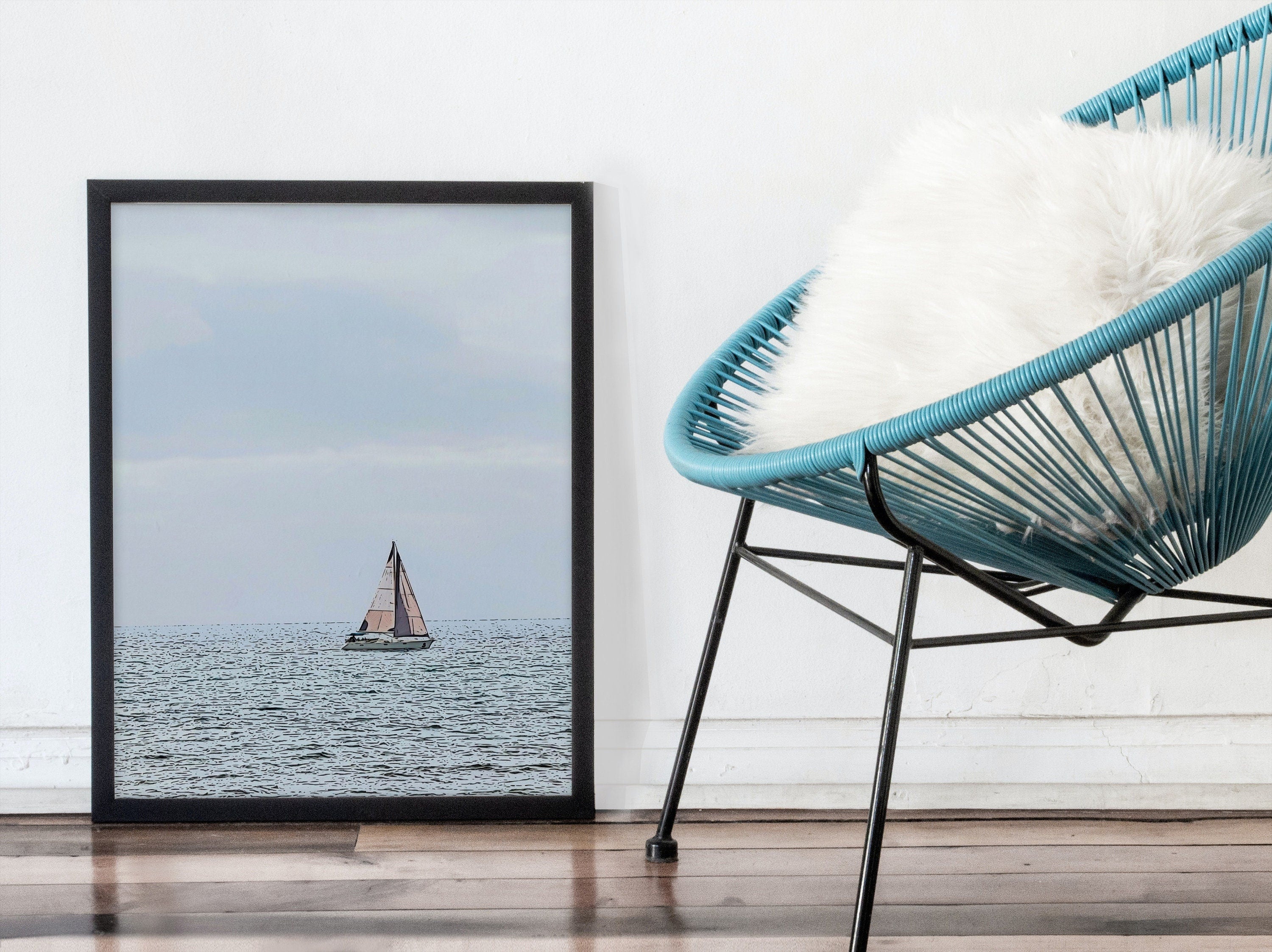 Nautical Wall Art Sailboat Painting. Instant Download Sailboat Print. Digital Painting of Boats. Boat Artwork. Printable Sailing Artwork