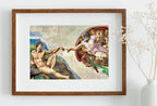 Michelangelo The Creation of Adam Famous Painting Altered in Black & White. Printable Vintage Classic Painting Reproduction Downloadable Art