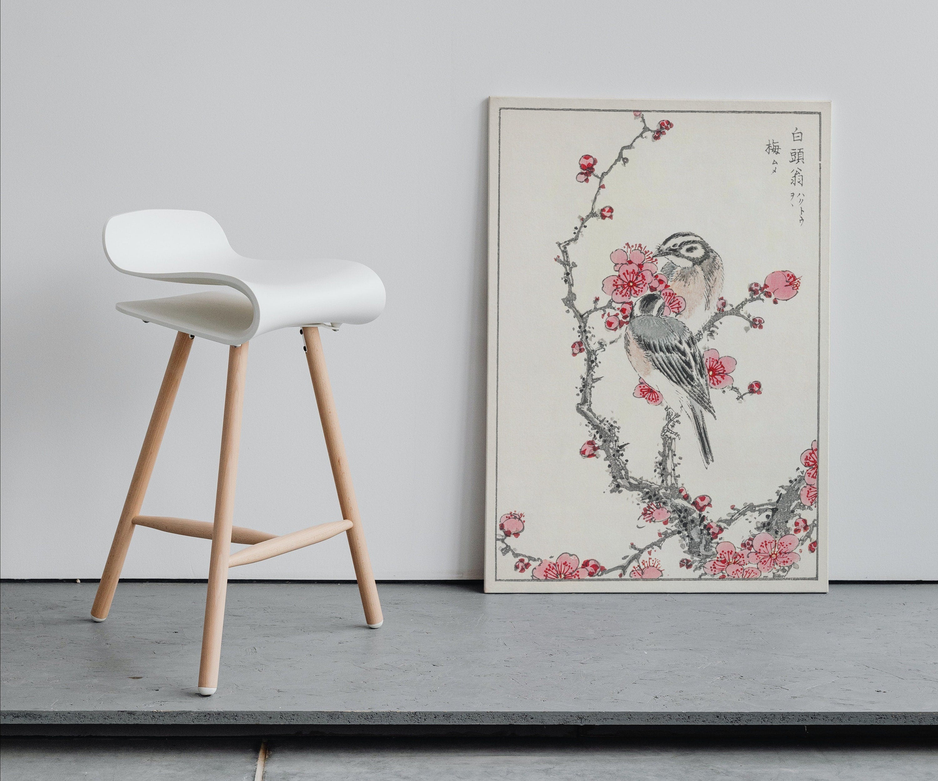 Vintage Japanese Painting. Pine Bunting and Plum Tree. Japanese Wall Art Printable Poster. 19th Century Japanese Vintage Wall Art, Bird Art – Printable Wall Art Digital Download – Digital Download