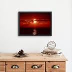 Red Sunset Wall Art Print. Instant Download Boho Abstract Sunset Poster. Digital Sunset Painting Abstract Wall Art. Coastal Landscape Art