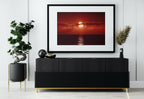 Red Sunset Wall Art Print. Instant Download Boho Abstract Sunset Poster. Digital Sunset Painting Abstract Wall Art. Coastal Landscape Art