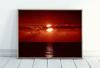 Red Sunset Wall Art Print. Instant Download Boho Abstract Sunset Poster. Digital Sunset Painting Abstract Wall Art. Coastal Landscape Art